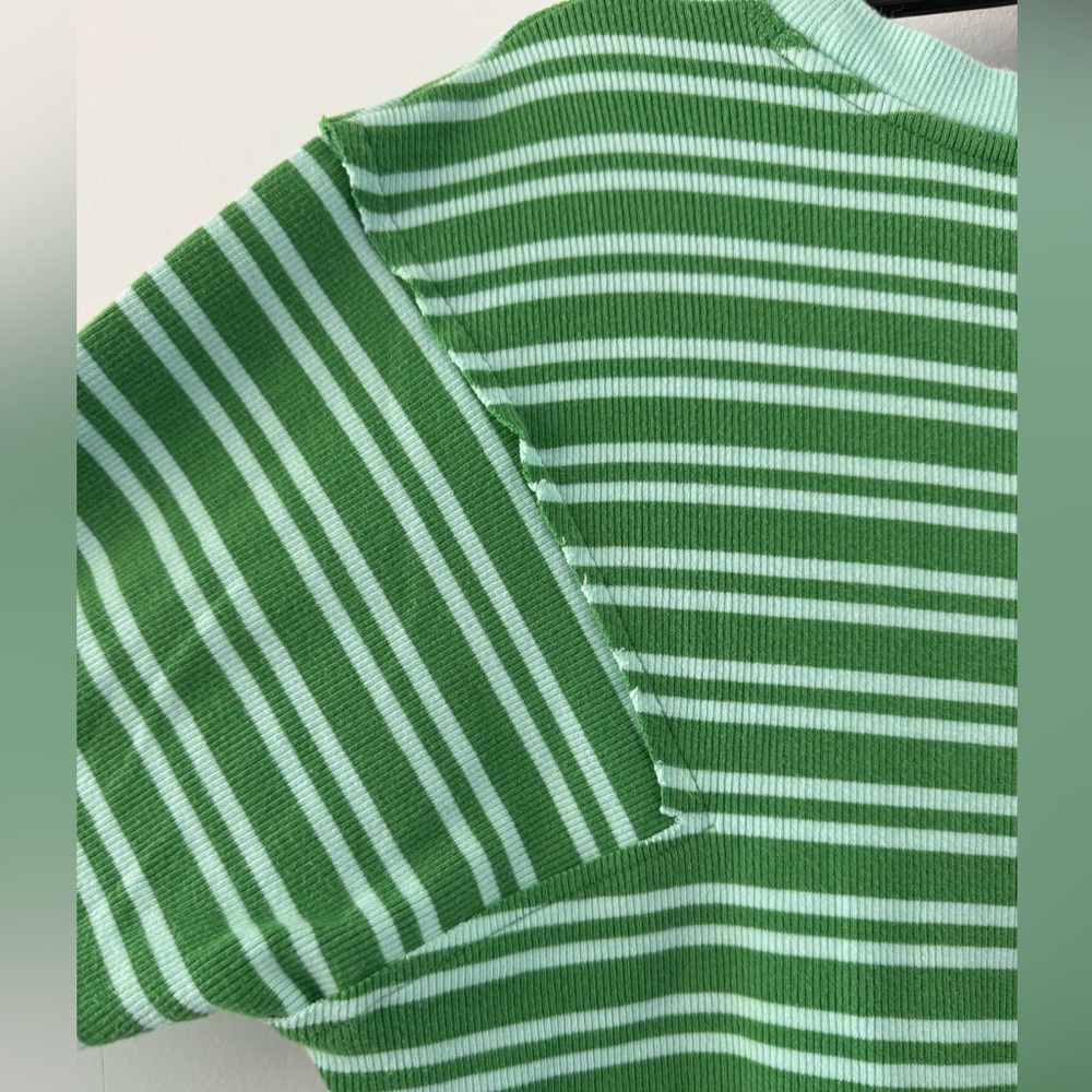 Anthropologie Maeve Green Striped Top - Picture 5 of 6